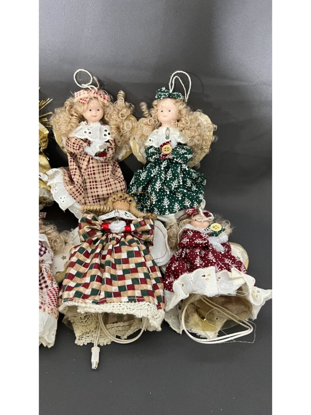 Set Of 10 Vintage Angel Christmas Tree Toppers Lights Ornaments - Works, Needs B - Picture 5 of 7